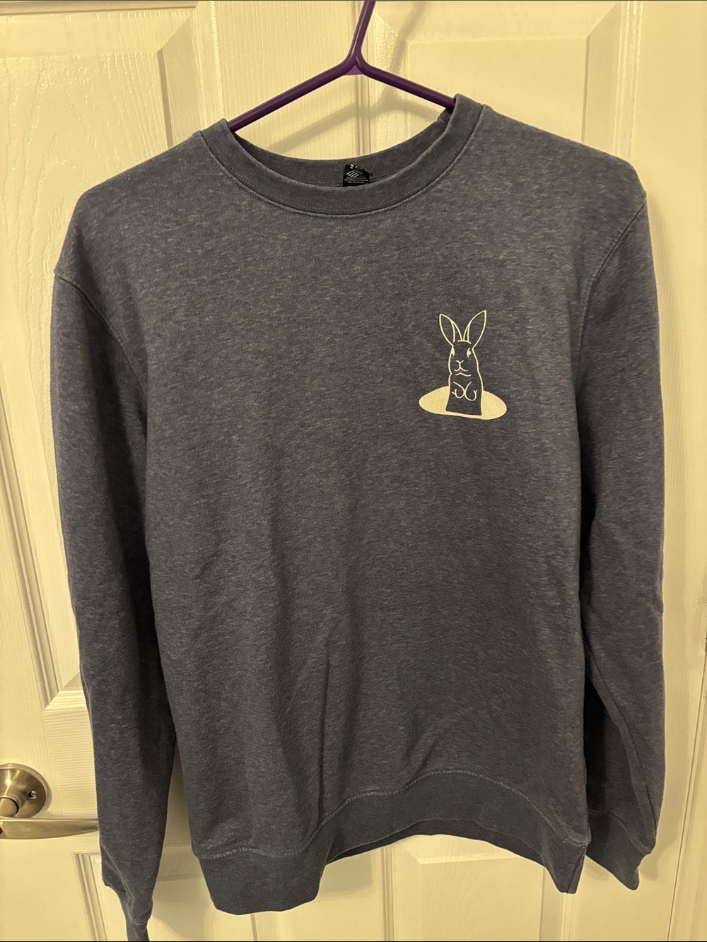 Crewneck Sweatshirt with Bunny Graphic - Blue
